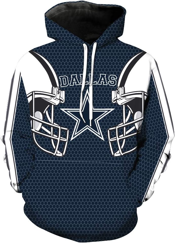 Icer Brands NFL Mens Team Logo Long Sleeve Hoodie Pullover Sweatshirt Tie Neck