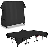 STEECA Ping Pong Table Cover Outdoor Weatherproof Fits Universal 9x5 FT | Heavy Duty 600D Polyester, Dual Function Table Tennis Cover, Fits Both Folding &amp; Flat Tables Indoor &amp; Outdoor (Black)
