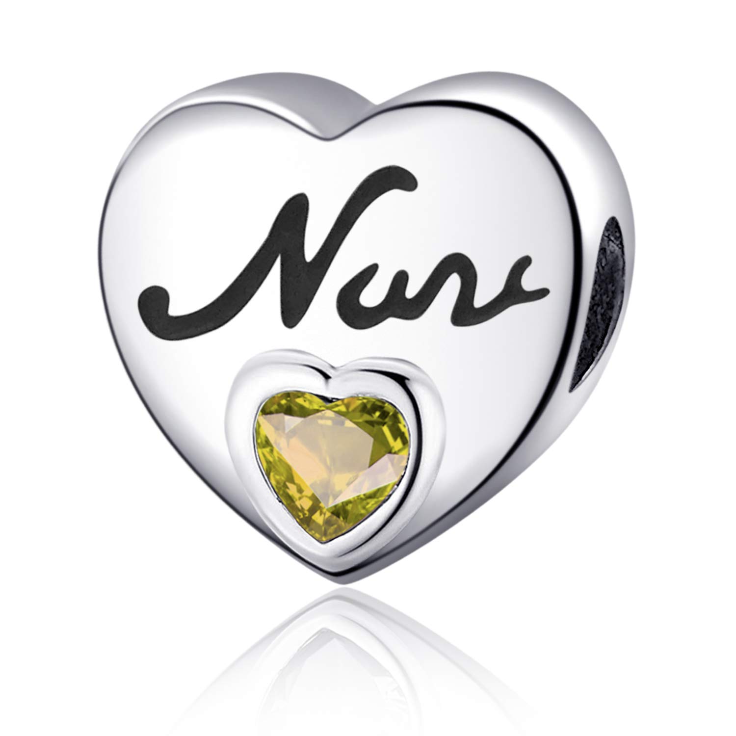 YOUFENG Jewellery Birthstone Charms Fit for Pandora Charms Bracelet Love Heart Jan-Dec Birthday Crystal Charm (November)