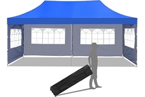AINFOX 10x20 Heavy Duty Pop Up Canopy Tent, Commercial Gazebo Tent with 4 Removable Side Walls, Folding Portable Shade Canopy Tent Shelter for Patio Outdoor Party Events Wedding