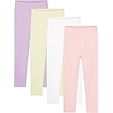 Resinta 4 Packs Toddler and Baby Girls Cotton Leggings Full Length Pants Stretchy Soft Tights Pants for Kids