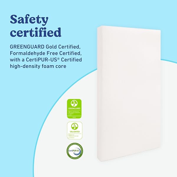GRACO PREMIUM CRIB & TODDLER MATTRESS – GREENGUARD GOLD CERTIFIED, MACHINE WASHABLE OEKO-TEX STANDARD 100 CERTIFIED COVER WITH WATERPROOF SURFACE, FITS ANY STANDARD FULL SIZE BABY CRIB & TODDLER BED