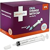 3ml Syringe With Cap (100 Pack) | Oral Dispenser Without Needle, Luer Slip Tip | Individually Wrapped Medicine Dropper For In