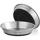 Wellbro Cat Bowls, 2 Pcs Stainless Steel Cat Bowls for Food and Water, Whisker Fatigue Shallow Non-Slip Dishes Plates for Sma