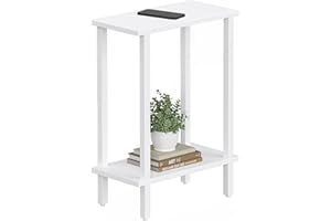 TUTOTAK Small Side Table, Narrow End Table, Skinny Sofa Table, Slim Nightstand, Couch Table, Living Room, Bed Room, White TB01BW062