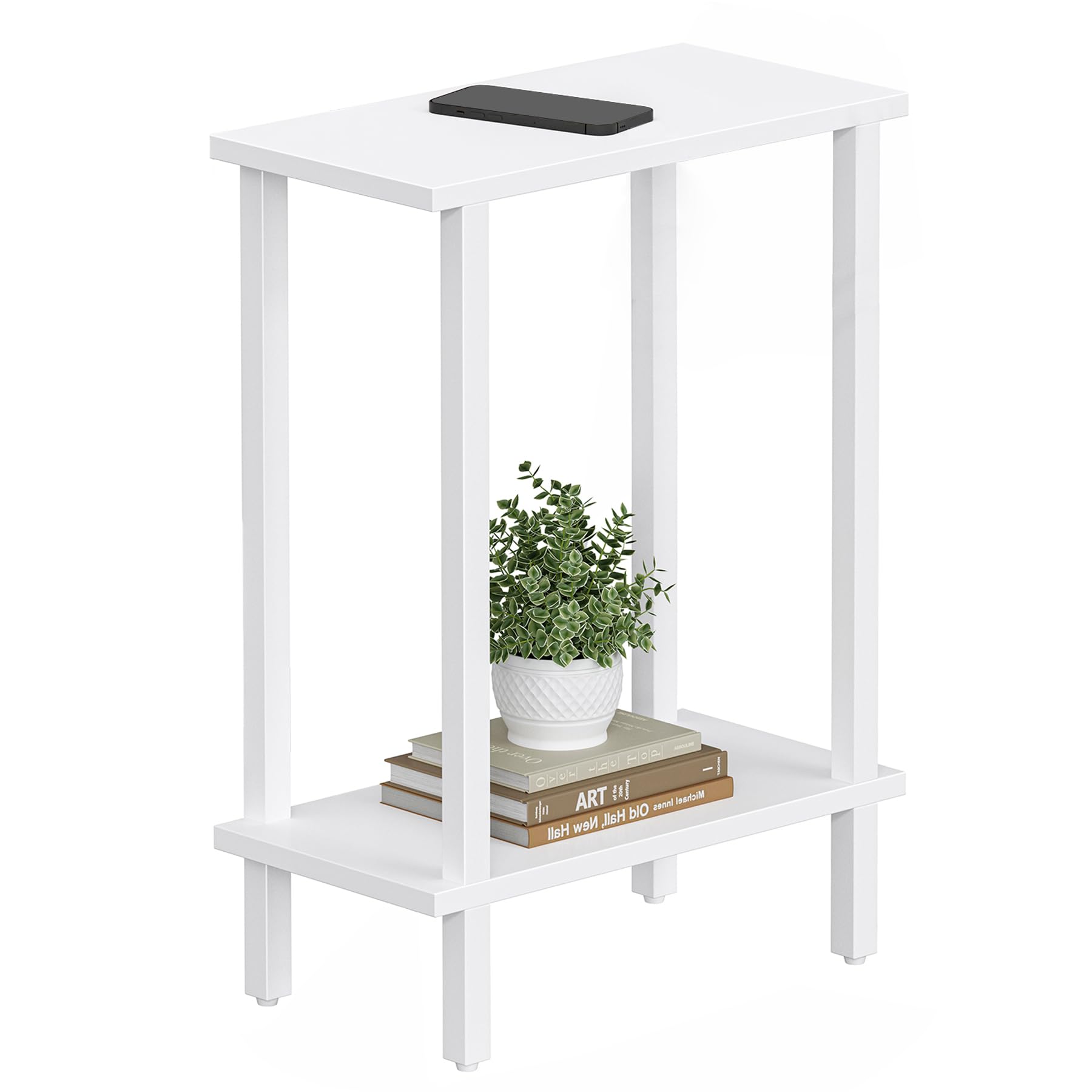 Photo 1 of TUTOTAK Small Side Table, Narrow End Table, Skinny Sofa Table, Slim Nightstand, Couch Table, Living Room, Bed Room, White TB01BW062