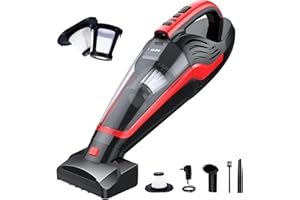 VacLife Handheld Vacuum for Pet Hair - Car Vacuum Cleaner Cordless Rechargeable, Hand Held Vacuum with Reusable Filter & LED Light, Powerful Stair Vacuum with Motorized Brush, Red (VL726)