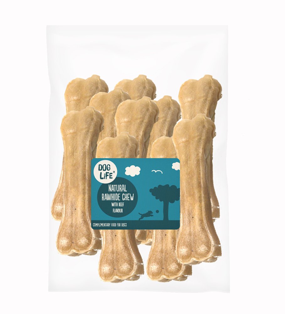 Dog Life Pressed Bones Rawhide, 6.5-Inch, 10-Count