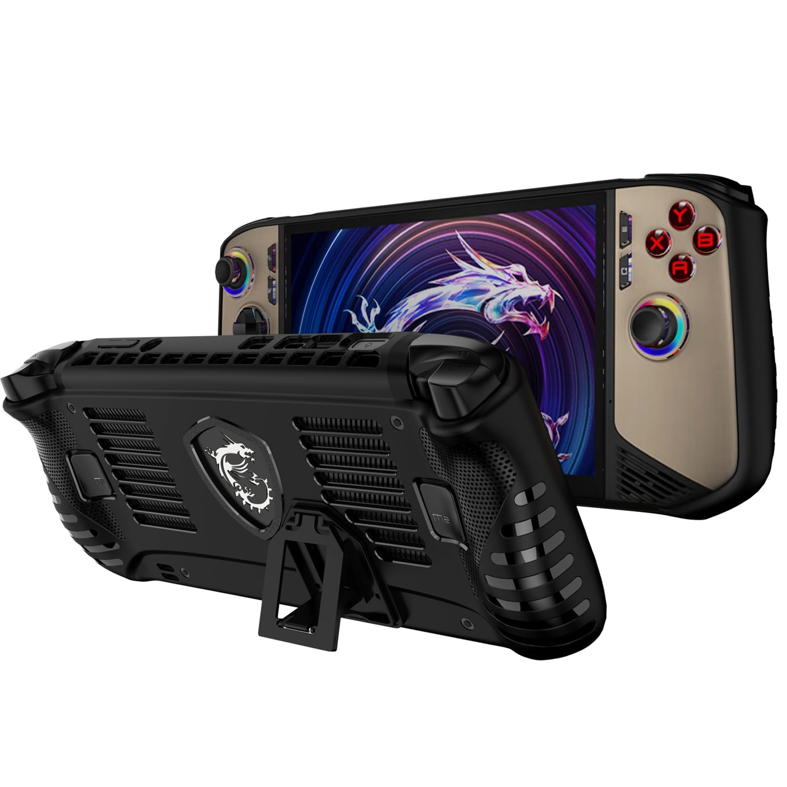 Photo 1 of JYGamhanbil Protective Case for MSI Claw 8 AI+ A2VM 8" PC Gaming Handheld 2025,MSI Claw 8 AI+ TPU Grip Cover Back Shell Accessories with Ergonomic Grip & Kickstand(Black)