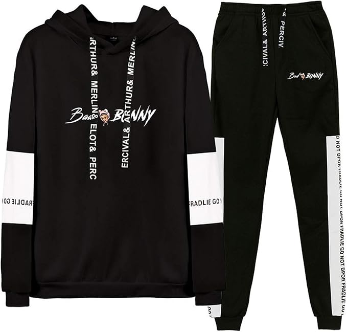 Bad Bunny Hoodie and Sweatpants 2 Piece Set Outfit Sweatsuits Casual Sweatshirt Tracksuit for 