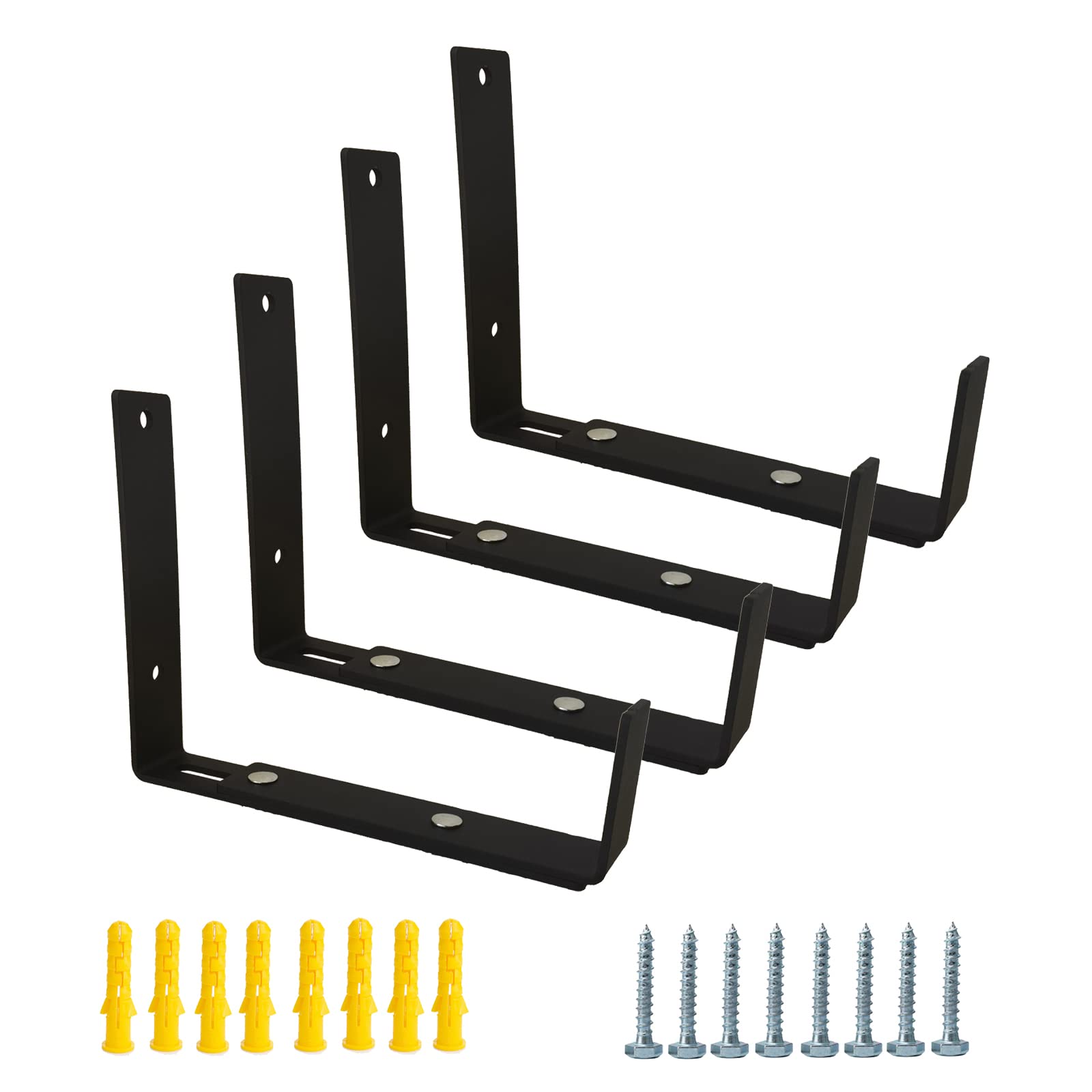 BSWAN Flower Window Box Bracket,Adjustable Planter Box Bracket,Planter Shelving with Adjustable Size The Width of The Bottom of The Planter Box (4PCS)