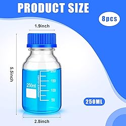 Irenare 8 Pieces Media Storage Bottles Borosilicate