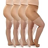 Silky Toes Plus Size Pantyhose for Women Soft Sheer Queen Tights 4 Pairs (Little Color 7x)