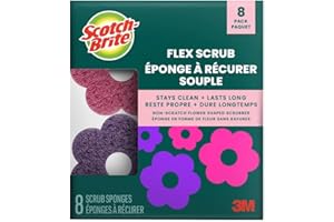 Scotch-Brite Flex Scrub Non-Scratch Flowder Shaped Scrubber Stays Clean and Last Long, 8 Pack