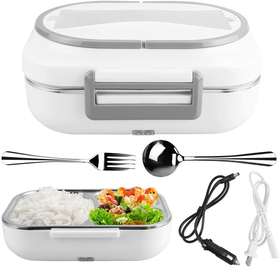 Electric Lunch Box Food Heater Portable Lunch Heater with Removable Container Food Grade Meal Warmer Lunch Box for Home Office Travel Use 110V and 12V