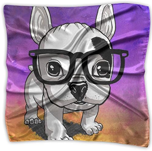 Cute French Bulldog Women's Fashion Silk Neckerchief Square Scarf Headdress M Satin Neck Headscarf