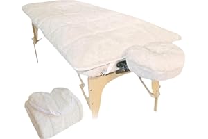 Fleece Massage Tables Cover Set 31"x72", Cozy Quilted Massage Bed Topper, Includes Pad & Face Cradle Cover, Natural, Hypoalle