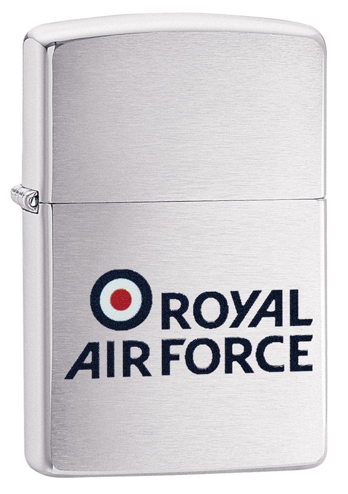 Zippo Unisex Royal Air Force Logo Windproof Pocket Lighter - Brushed Chrome, One Size