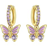 CYMYSS 925 Sterling Silver Dangle Earrings for Women, Small and Large Hypoallergenic Hoop Earrings Trendy huggie Earrings Drop Jewelry Gifts for Sensitive Ears