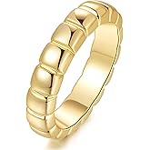 KOOLFIN 14K Gold Rings for Women Non Tarnish Chunky Square Interspaced Womens Gold Rings 5-9