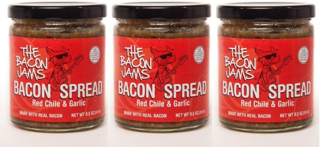 Bacon Spread - The Bacon Jams Red Chile & Garlic- 3 Pack of 8.5 oz Jars