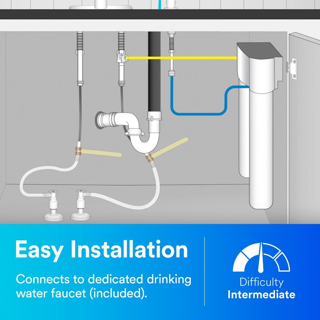3M Aqua-Pure DWS1000 Under Sink Water Filter System, Removes Lead, Microplastics, Asbestos, Mercury, Particulates, Contaminants, VOC's
