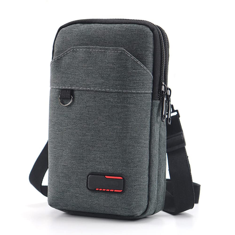 Photo 1 of Travel Cell Phone Pouch Belt Pouch, Phone Holster Crossbody Bag with Shoulder Strap for iPhone Case Holder for Hand with Neck Lanyard Smartphone Walking Passport Wallet (Double Dark Grey)