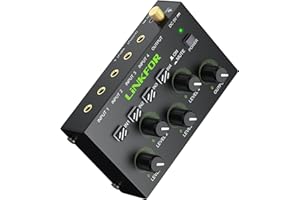 LiNKFOR 4 Channel 3.5mm Audio Mixer Stereo Audio Mixer Support RCA Input and Output Mini Active Stereo Mixer with Separate Volume Controls