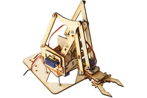 ViaGasaFamido DIY Robot Arm Kit, 4DOF Wood Mechanical Arm with sg90 Servo, Assembled for SNAM1500