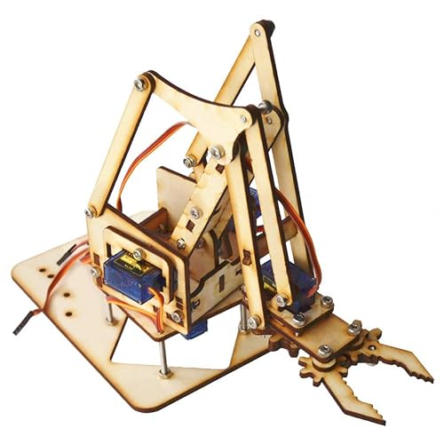 Motorised Arm Project ViaGasaFamido 4DOF DIY Robot Arm Kit with SG90 Servo Motor, Wooden ...