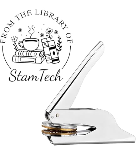 GBVllexuii Sello Personalizado De Libro En Relieve Personalizado, Sello De Biblioteca, Sello De Texto, Logotipo, Tarjetas De Visita, Cuaderno De Papel, 4 Colores Disponibles