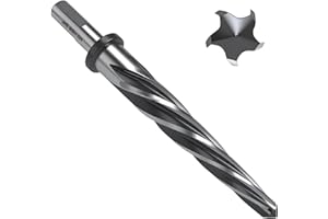RIYHCH 3/4" Reamer Bit, 3/4" M2 HSS Taper Chucking Reamer Fit 1/2" Round Shank Construction Reamer Drill Bit Bridge Also for Wood Alloy Steel Metal Align The existing Hole and Expand The Reamer
