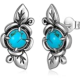 Genuine Turquoise Earrings 925 Sterling Silver Boho Flower Earrings Nature Gemstone Jewelry Real Turquoise Jewelry for Women