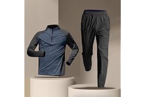 Mens Training Clothing Set Quick Dry Long Sleeve Top And Pants Athletic Running Gym Wear Performance Fit