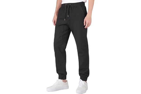 ITALYMORN Mens Joggers with Pockets Casual Chino Pants Twill Jogging Pants | Breathable stretch cotton twill, Elastic waist w