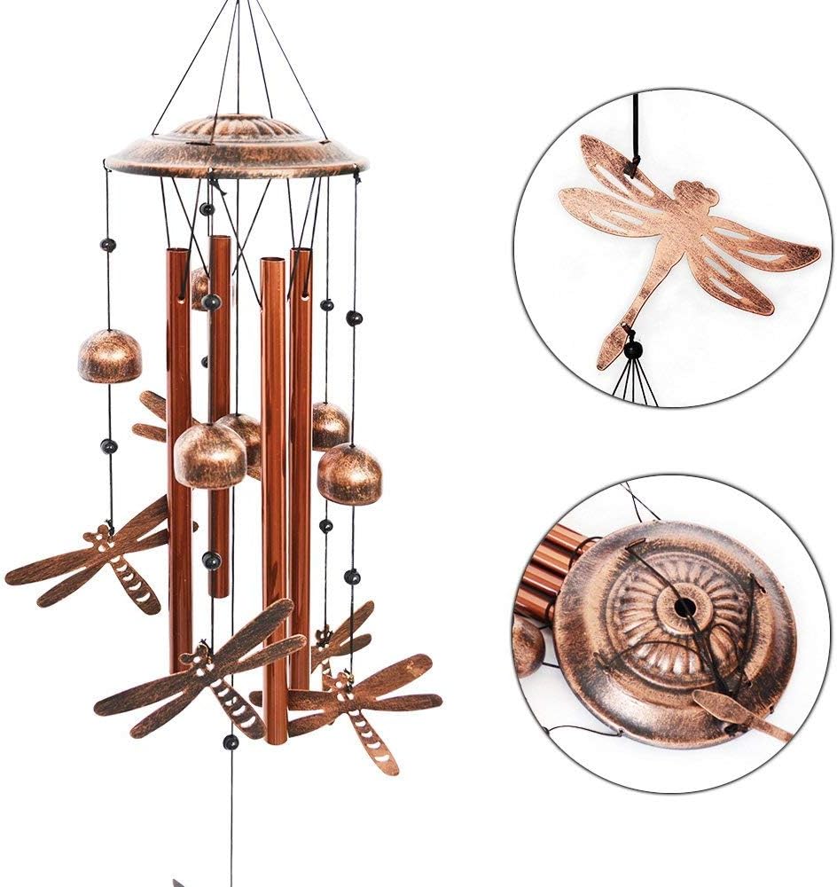 BLESSEDLAND Dragonfly Wind Chimes-4 Hollow Aluminum Tubes -Wind Bells and Dragonflies-Wind Chime with S Hook for Indoor and Outdoor : Garden & Outdoor