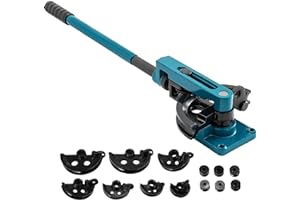 VEVOR Pipe Tube Bender, 3/8" to 1" Manual Pipe Tube Bender, with 7 Dies, Heavy Duty Tube Bender Tubing of Steel Metal Copper, for Repair Shops, Blue