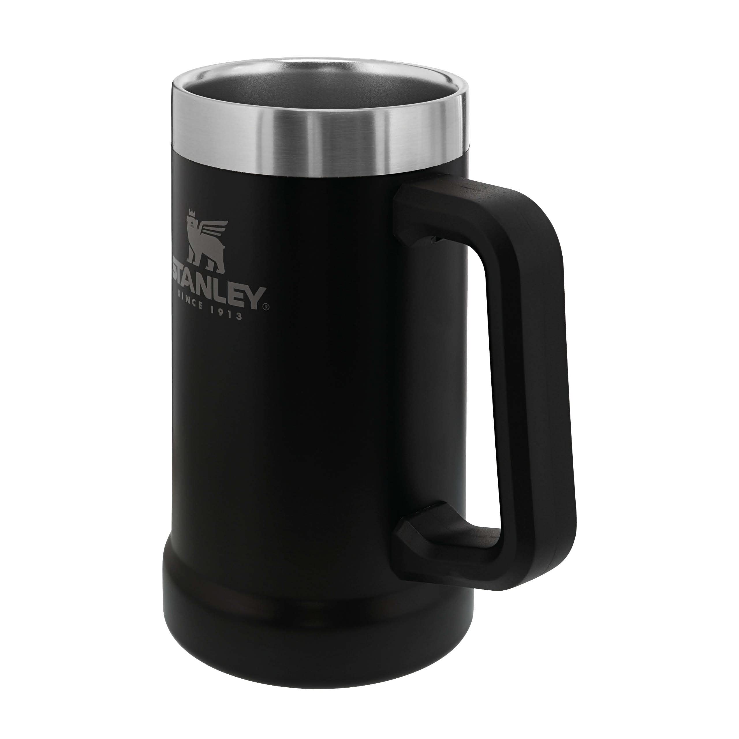 STANLEY 1913 Adventure Vacuum Beer Stein 0.7L - Travel Mug Keeps Drinks Cold for 7 Hours - Stainless Steel Thermal Cup with Handle - Dishwasher Safe - Matte Black