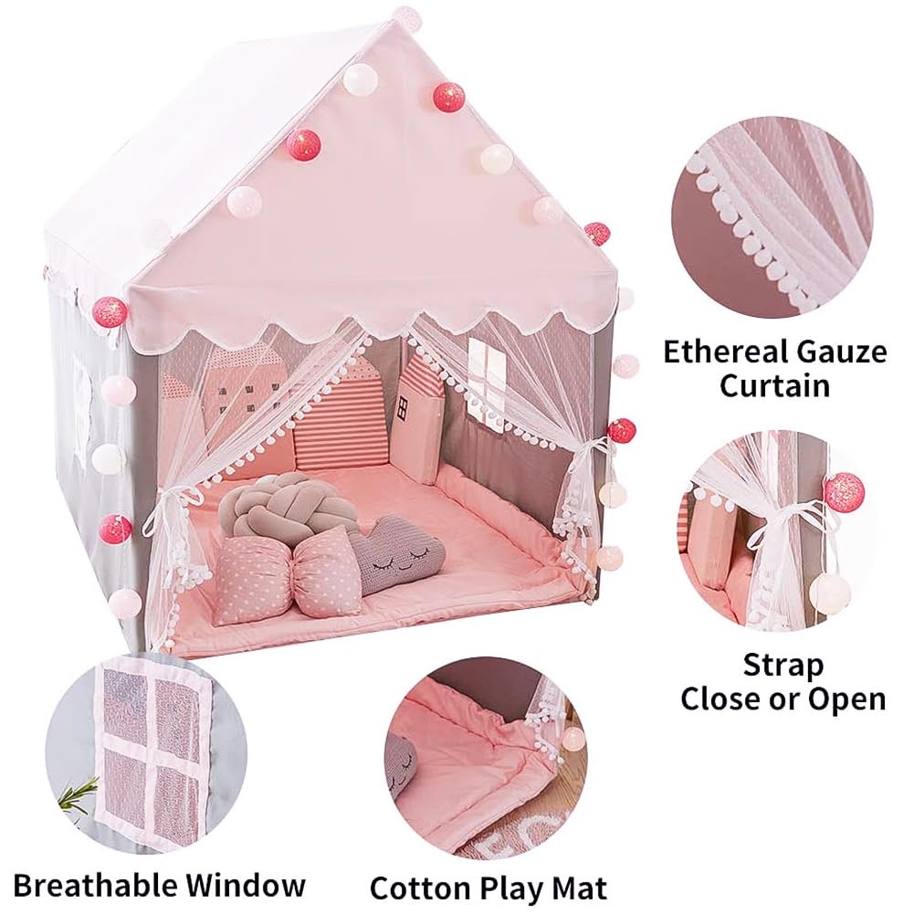 Avrsol Kids Play Tent with Padded Mat - Large Playhouse Children Play Castle Fairy Tent for Girls Birthday Gift