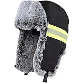 Mens Winter Trapper Hat with Ear Flaps Ushanka Lined Reflective Ski Cap Aviator Windproof Warm Hunting Cycling Snow Hat