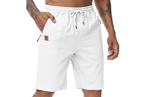 YUKAICHEN Men's Stretch Shorts Casual Classic Fit Drawstring Summer Beach Shorts with Zipper Pockets
