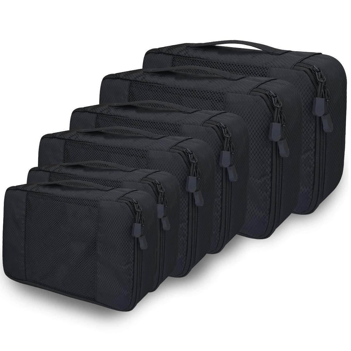 Packing Cubes Travel Luggage Organiser 3 Size of Large Medium Small Lightweight Durable Travel Clothes Packing Bags Nylon Suitcase Bag for Clothes Shoes Cosmetics Storage -Black
