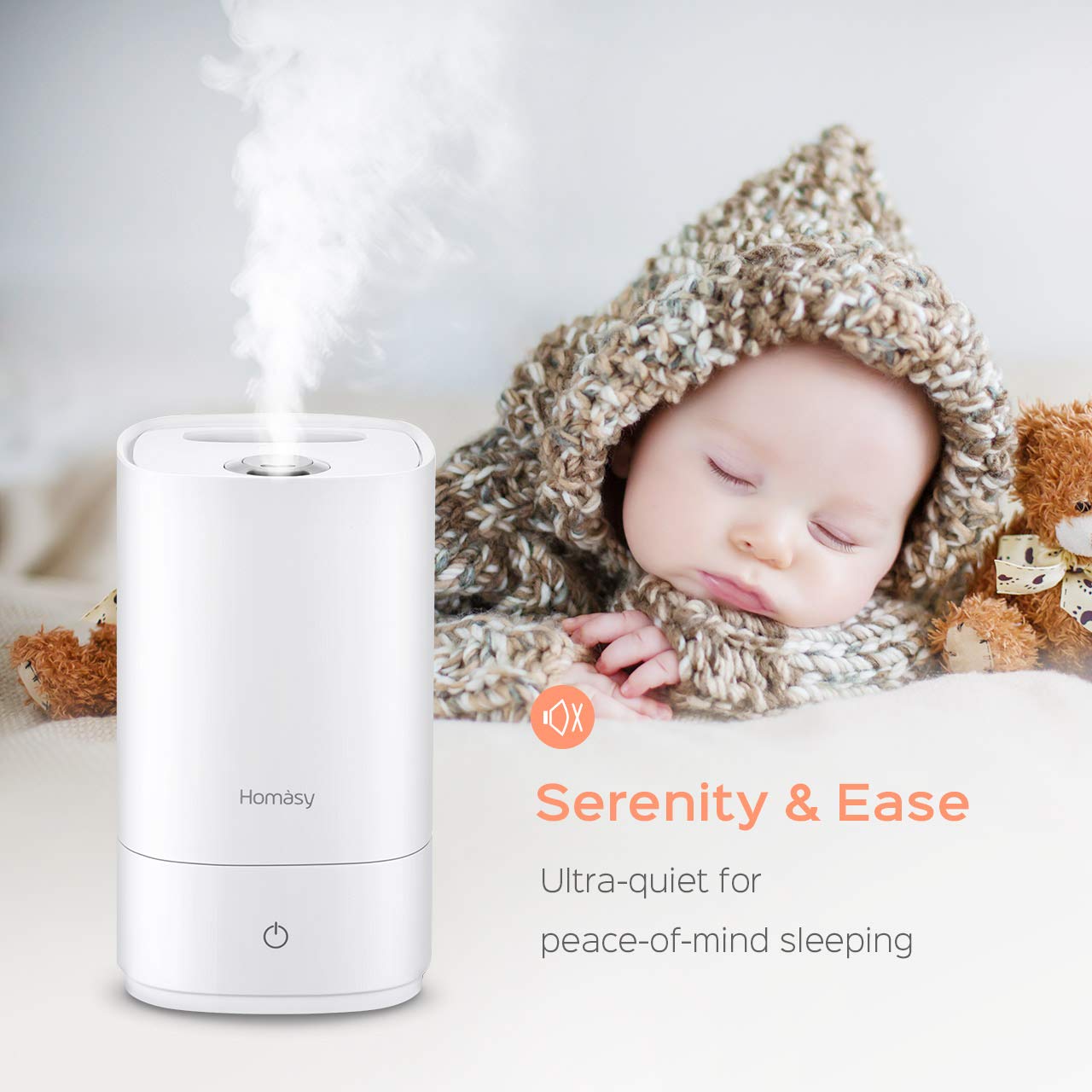 Homasy Top Fill Cool Mist Humidifier, 4.5L Ultrasonic Humidifiers for