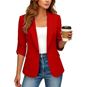 Blazers for Women Casual Oversized Open Front Half Sleeve Jackets Work Office Business Suit Blazer 2026