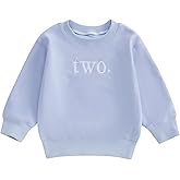 Thilsidee Toddler Baby Boy Girl One/Two Years Birthday Outfit Long Sleeve Embroidery Sweatshirt Shirt Crewneck Pullover Tops