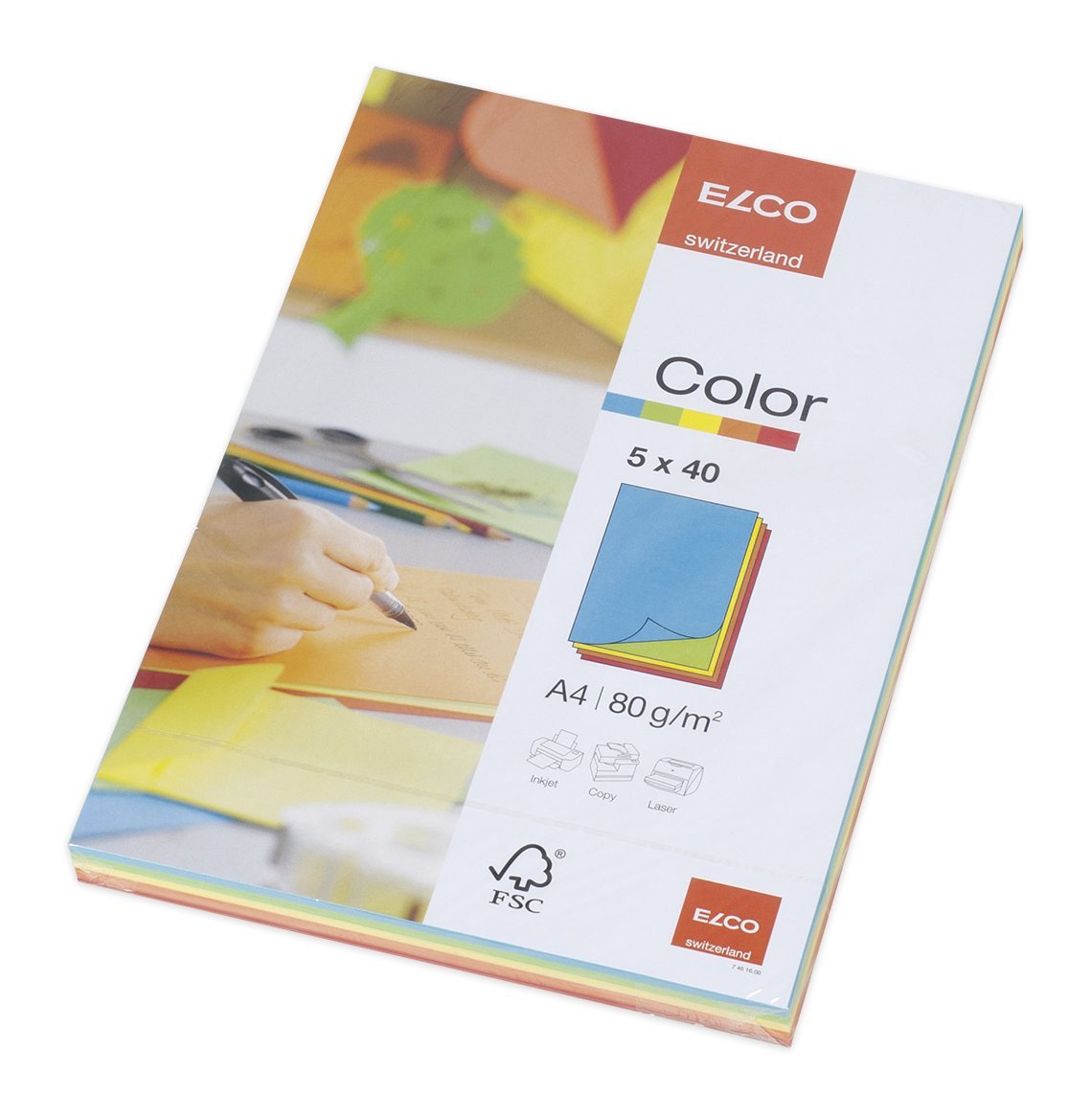 ELCO Color A4 80gsm 5 Colours Assorted x 40 Sheets Wrapped - Pack 200