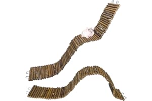 HAMILEDYI Rat Bendy Long Suspension Bridges Hamster Climbing Ladder Flexible Wooden Bridge for Small Animal Rodents Mouse(2PCS)