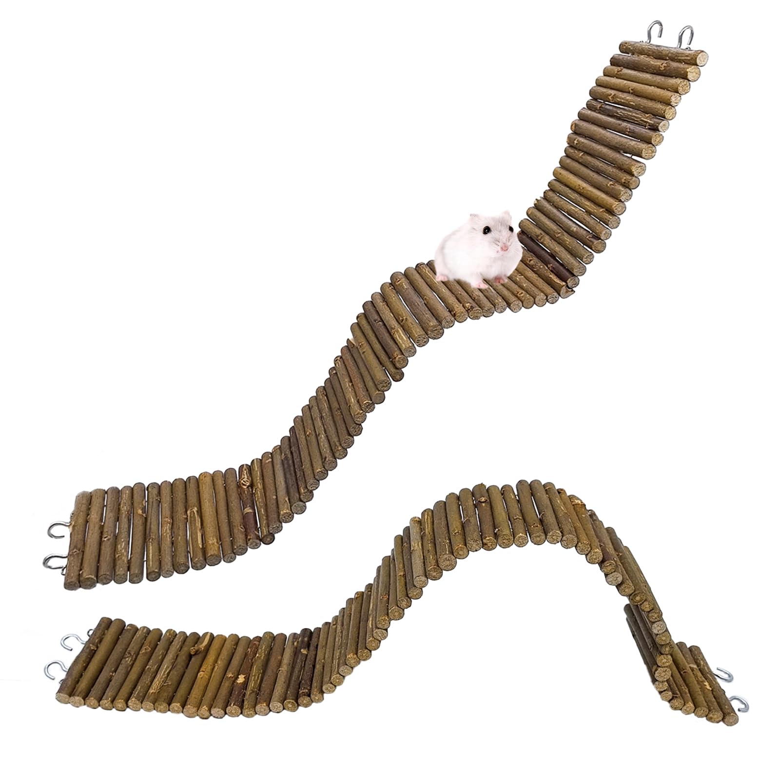 Photo 1 of Rat Bendy Long Suspension Bridges Hamster Climbing Ladder Flexible Wooden Bridge for Small Animal Rodents Mouse(2PCS)