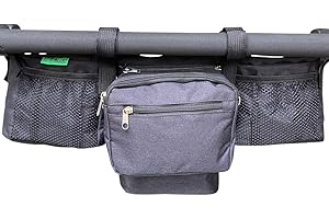 BOOYAH STROLLERS Double Stroller Organizer for Bob Duallie and Baby Jogger City Mini GT With Purse black