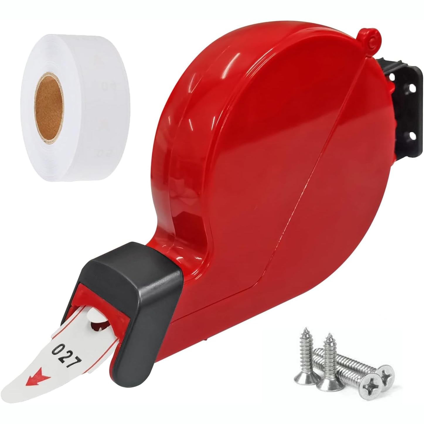 CYSSJF Turn-O-Matic Ticket Dispenser (Red) +1 Number Ticket Roll (3-Digit) | Take-A-Number & Queue-Management | Ticket Machine for Deli-Counter,Café,Nail Salon,Supermarket Checkout,Pharmacy,Clinic